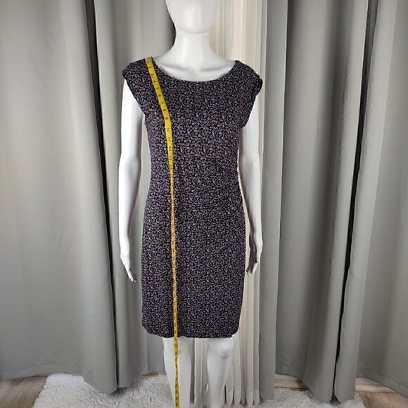 Loft Women's Floral Blue, Pink, and White Flowers Lined Midi Dress Size Medium - Picture 5 of 10